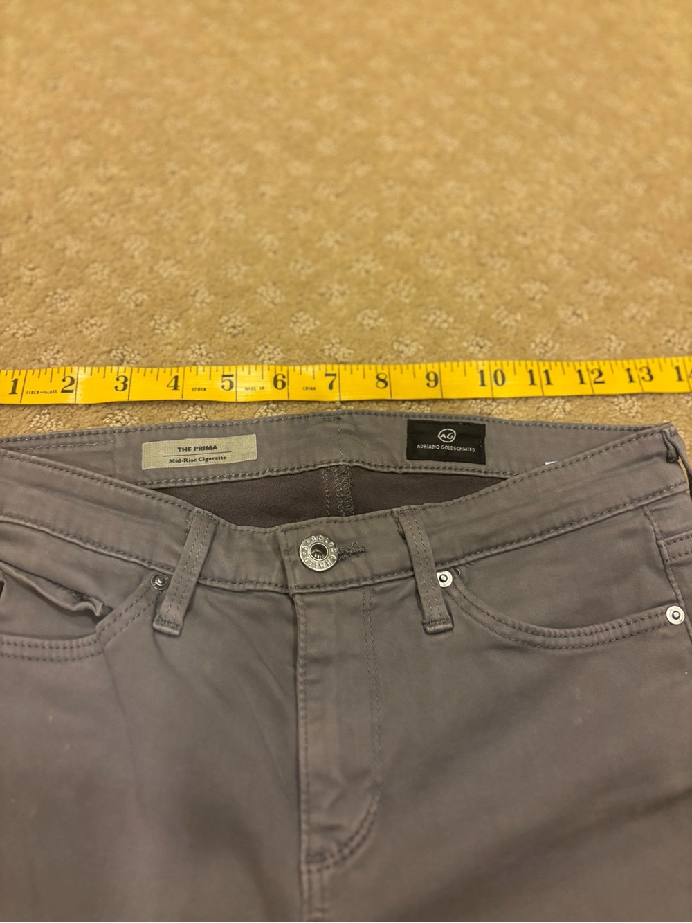 AG Adriano Goldschmied The Prima Mid-Rise Cigarette Jeans - Slate Gray Sz 25R